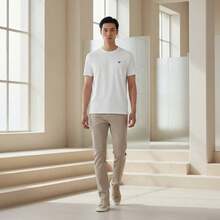 Men's 100% Cotton Voker Slim Fit Plain Basic Casual Everyday T-Shirt. Does Not Shrink Or Fade. - trắng - Xem 4