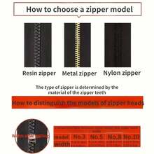 8/15/20Pcs #3 Closed End Brass Zipper, Copper Teeth Jeans Clothing Pants Zipper, Self-Locking - Multicolor - View 7