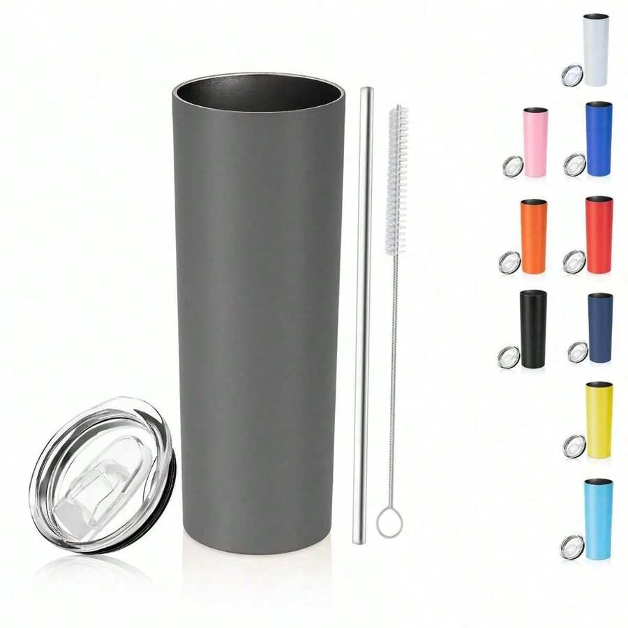 Skinny Stainless Steel  20 Oz Smooth Powder Coating - 灰色 - 查看 1