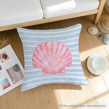MEMNUN 1件夏季水彩蓝条纹粉色贝壳印花枕套（不含枕芯），尺寸：17.7*17.7英寸（45*45厘米）/19.69*19.69英寸（50*50厘米）/15.75*15.75英寸（40*40厘米），单面印花，涤纶材质，海洋生物装饰抱枕套，适用于沙发、床、客厅、卧室、汽车、办公室、酒店等场所，四季皆宜，是馈赠亲朋好友的完美礼物。 - 彩色 - 查看 7