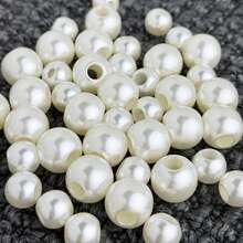 1 Pack Faux Pearl Beads For DIY Jewelry Making, Large Hole Plastic Acrylic Spacer Beads For Jewelry Crafting - White - View 5
