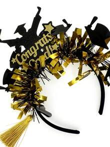 1 chiếc băng đô tua rua lấp lánh cho bữa tiệc tốt nghiệp năm 2026, phụ kiện tóc cho lễ tốt nghiệp - Vàng - Xem 5