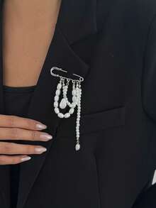 1枚波西米亚几何不规则仿珍珠串珠流苏胸针，优雅简约，适合休闲、派对、约会、度假、女士节日生日等场合，百搭珠宝礼品。 - 胸針 - 查看 3