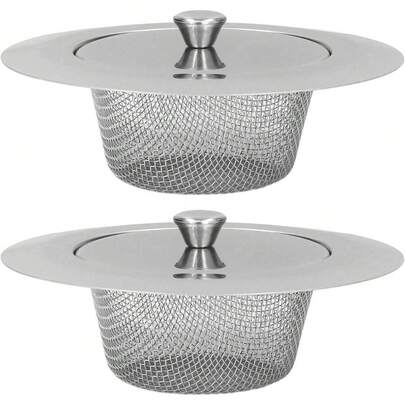 Bộ 2 lưới lọc bồn rửa nhà bếp, lưới lọc thoát nước bồn rửa bằng thép không gỉ có nút chặn, phù hợp với hầu hết các loại bồn rửa nhà bếp, đường kính ngoài 4,33 inch/11 cm, đường kính trong 2,76 inch/7 cm, thích hợp để vệ sinh nhà cửa, nhà bếp và các bữa tiệc.