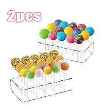 1pc/2pcs Transparent 15-Hole Lollipop Display Stand, Suitable For Colorful Candy Sticks, Cupcakes And Desserts, Great For Parties And Events, Dessert Display, Vertical Lollipop Rack - 透明 - 查看 10