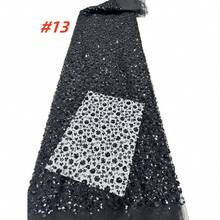 Vải ren châu Phi chất lượng cao năm 2026 với thêu sequin, vải ren lưới Pháp dành cho cô dâu và chú rể Nigeria để may váy cưới. - A - Xem 11