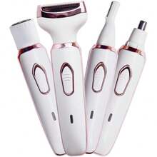Electric Razor For Women,Hair Trimmer For Face Nose Eyebrow Beard Mustache Arm Leg Armpit Bikini,Painless Rechargeable Portable 4 In 1 Womens Body Shavers Set - 白色 - 查看 1