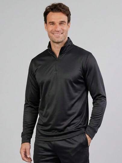 CZRLHYT 男士四分之一拉链运动防紫外线训练上衣 - 非常适合返校训练穿着，透气吸汗超柔软修身简约设计，轻便防晒外套，适合户外运动