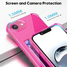 For IPhone 17e 16e Wallet Case With Card Holder Cute Girly Clear Credit Card Slot Case Thin Slim Silicone Rubber Transparent Hard Shell Camera Cover For Women Men Hot Pink - 玫紅色 - 查看 4