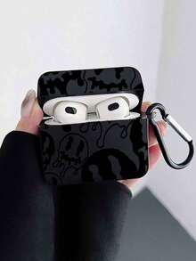 1个黑色幽灵方形耳机保护套+挂钩，兼容苹果3/4无线蓝牙耳机，防摔软壳，磨砂外壳，适用于 Pro/Pro2 - 黑色 - 查看 6