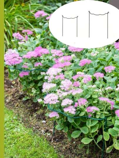 Bộ 4/6 cọc đỡ cây cảnh có răng cưa kèm 4/6 nhãn cây, thanh đỡ leo cây bền chắc, khung trồng cây bằng kim loại trang trí cho cây leo, hoa, dùng trong nhà và ngoài trời.