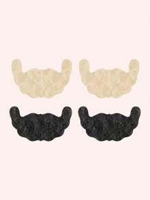 Women's Silicone Adhesive Bras With Floral Lace Design – 1 Reusable Pair With Lifting Effect + 2 Pairs Of Nipple Lifting Adhesives, Natural Push-Up, Invisible For Low-Cut Necklines And Strapless Dresses – Women's Lingerie Accessories, Colors: Nude And Black - 彩色 - 查看 11