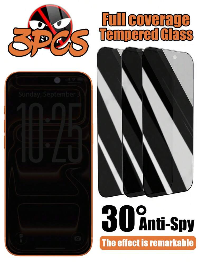 3pcs Set, Made Of Soft High-Transparency Material With Smooth Coating, This Screen Protector Offers Privacy Protection, Effectively Prevents Fingerprint Residue And Minor Scratches, Basic Water-Resistant Design For Daily Splashes, Built-In Shock-Absorbing Structure To Cushion Drops, Precise Cutouts For Easy Installation Without Pressing The Protective Case, Suitable For Students In Libraries, Office Workers Commuting, And Home Daily Use To Provide All-Round Privacy Protection For The Screen. - Black - View 18
