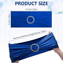 150 Pieces Spandex Stretch Chair Sashes Bows Elastic Chair Cover Bands Ties With Slider Wedding Party Reception Events Universal Ceremony Banquet Decorations (Gold) - Blue - View 2