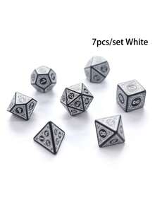 七面多面骰子套装，角色扮演游戏配件，多面骰子，棋盘游戏，数学游戏骰子，简约现代风格骰子，团队游戏道具，充满理性智慧的骰子，游戏室和后院骰子游戏 - 黑與白 - 查看 7