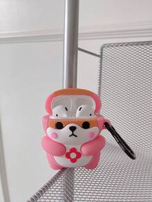 1pc Cute Pink Corgi 3D Cartoon Earbud Case - Multicolor - View 2