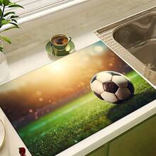 1 pieza Felpudo absorbente con estampado de fútbol, Felpudo absorbente para encimera de máquina de espresso, Felpudo absorbente para fregadero, Felpudo absorbente suave para grifo, Felpudo absorbente para taza de fregadero, Decoración del hogar, Accesorios de cocina y baño - Multicolor - Ver 9