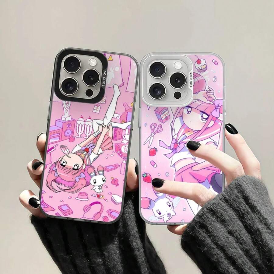 Funda de teléfono rosa estilo cómic con diseño de C-chan (para Phone12, 11, 13, 14, 15, 16, 17Max, Pro, Plus, Mn) cubierta protectora de color MD 17air - 8 - Ver 1