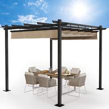 Devoko Gunji 3x3/3x4m Gazebo, Stable, Cold-Resistant, With Magnetic Fastening, Pergola With Adjustable Shade Area, Aluminum Frame, For Garden And Patio Roofing, Beige/Grey - Beige - View 5