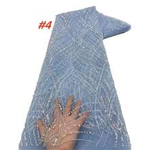 Vải ren châu Phi thêu sequin chất lượng cao năm 2026, vải ren hạt cườm kiểu Pháp dùng để may váy cưới cho nữ. - A - Xem 9