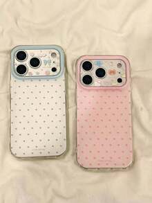 Niche Ins Polka Cute Camera Pattern Phone Compatible With 16/17 Pro/ 15 Pro, Women's Full Coverage Anti-Drop Protective Cover Compatible With 14/13 - Hồng - Xem 6