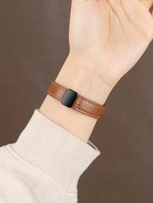 18mm/20mm/22mm 简约真皮磁吸表带 - 时尚替换表带，兼容 Galaxy Watch 7/6/5/4（40mm/44mm）、Galaxy Watch 5 Pro、Galaxy Active 2、Watch 6/4、GT6/GT5/GT4/GT3/GT2 Pro - 棕色 - 查看 4