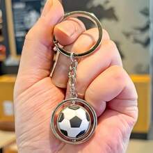 1pc New Rotating Metal Ball Keychain | 3-In-1 Basketball, Football, Rugby | Unisex Car Key Chain + Backpack Sports Pendant - Multicolor - View 9