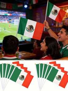 10 lá cờ Mexico mini - Cờ Mexico cầm tay nhỏ (21 x 14 cm) - Hoàn hảo cho các lễ hội, tiệc tùng và trang trí - Lý tưởng để cổ vũ tại các trận đấu bóng đá và lễ kỷ niệm World Cup. - Cờ tay Mexico - Xem 2