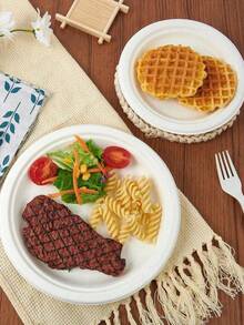 5/10/20个装 6/9英寸厚 豪华甘蔗纤维纸盘 - 可重复使用、防漏、一次性，适合庆祝活动 - 彩色 - 查看 7