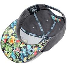 TOP Level Men's Adjustable Cotton Snapback Cap 7 Various Unique Hat Designs Available - Flores hawaianas Aloha / D.grey - Ver 7