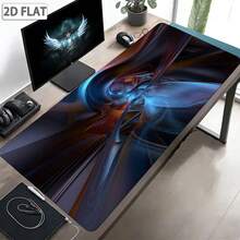 1pc 2D Techno Fluid Art Edged Mouse Pad, Extra Large Thick Non-Slip Rubber Base Gaming Mouse Mat, Smooth Surface For Office & Gaming, Durable Locked Edge Design To Prevent Fraying - View 1