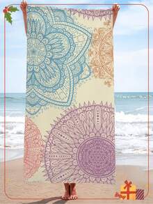 1pc Mandala Pattern Beach Towel, Modern Microfiber Bath Towel, For Summer Travel, Vacation, Camping, Swimming, Bath, Holiday Beach Essentials, Gift, Durable, Fade Resistant, Skin Friendly, Machine Washable, Sand-Proof, Lightweight, Portable, Quick-Drying, Highly Absorbent, Hair Towel, Towel Wrap, Microfiber Towel, Cooling Towel, Beach Towel, Bath Towel, Hand Towel, Wash Cloths, Face Towels, Yoga Towel, Gym Towel, Travel Towel, Beach Necessities, Pool Essentials, Ideal Gift For Family, Friends - A - 查看 1