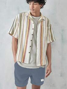 男士时尚百搭独特纯色灯芯绒轻便休闲短裤 - 灰藍色 - 查看 7