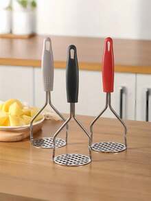1pc Heavy Duty Potato Masher - Commercial And Household, Non Slip Handle, Stainless Steel, Easy To Clean, Suitable For Potatoes, Vegetables, And Fruits, Ideal For Home Chefs And Professional Chefs. Vegetable Masher/Harvester, Essential Kitchen Tool, Ergonomic Handle, Durable Kitchen Utensils, Home Decor, Gift For Women, Gift For Men - 彩色 - 查看 2