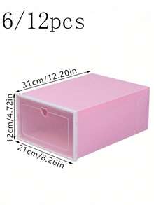 6/12pcs Transparent Stackable Shoe Boxes Foldable Plastic Storage Containers For High Heels Sneakers Boots All Types Of Shoes Space Saving Organizer Entryway Bedroom Dorm Office Closet Shoe Rack Set Clear Display Dust Proof Protection - View 3