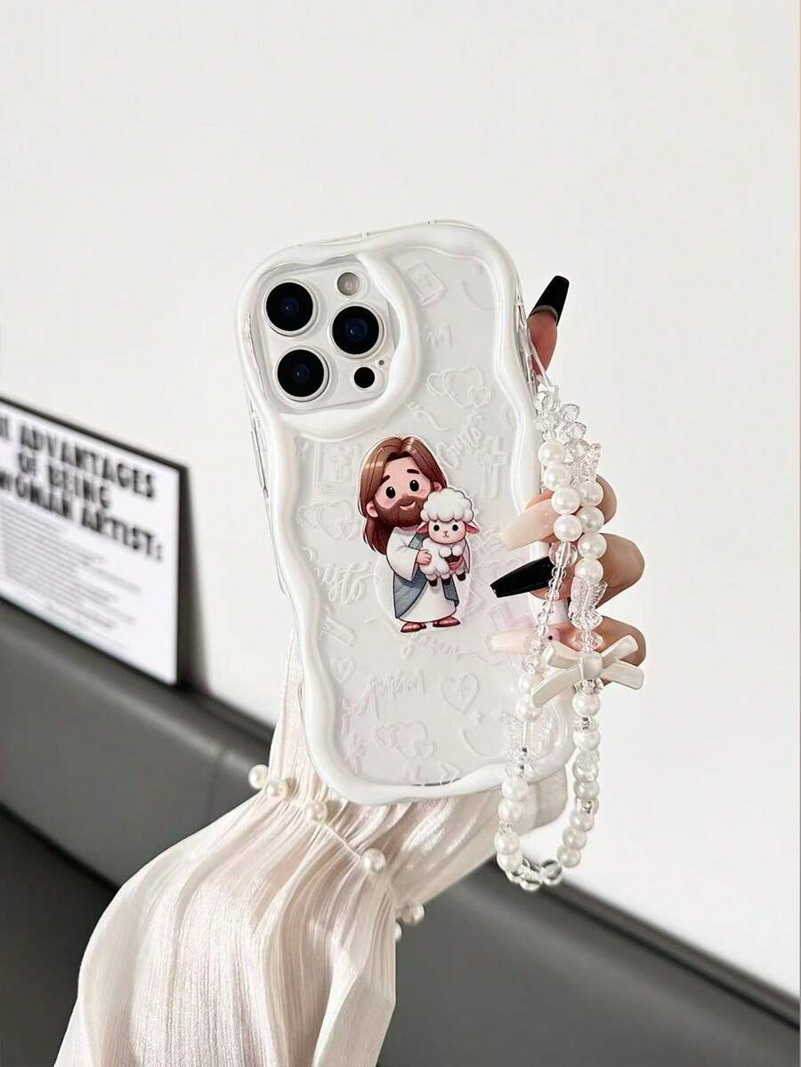 宗教主题彩色奶油色波浪边亮面印花保护手机壳,配手工串珠手链,兼容 16、16 Pro、16 Plus、16 Pro Max、15 Pro Max、15、15 Pro Max、Apple P13、P14、P11 软壳、P12 防摔、XS、XR、7/8P、7/8GES2、Galaxy S25、Galaxy S25 Plus、Galaxy S25、Galaxy S25 Ultra、Galaxy A16 4G、Galaxy A36、Galaxy A56、Galaxy A26、A50、A12、A32、A52、A72、A51、A21S、A13、A14、S22 Ultra、S23、A33、A53、S20 FE,国际版,非国内版 - 彩色 - 查看 1