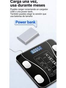 Báscula inteligente para medir la grasa corporal, báscula electrónica, equipada con pantalla de cristal templado con retroiluminación LED, recarga por USB, dispositivo preciso para medir la grasa corporal en el hogar y para el deporte, báscula electrónica para medir la grasa corporal - Tipo de Enchufe B USA (110-127V) - Ver 6