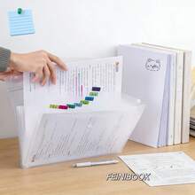 FEINIBOOK 1pc A4 File Folder, A4 Accordion File Bag, Semi-Transparent Multi-Pocket Document Bag, 5/8/12 Pockets File, Document Paper Bill Storage - Horisontal - View 5