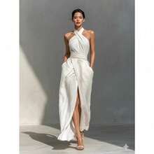 Women's Elegant White Sleeveless Bodycon Dress - trắng - Xem 6