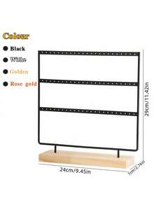 1个首饰收纳盒，4层耳环架（48个孔），6个挂钩项链收纳架，木质手镯戒指盒，母亲节礼物，酷炫学院风家居装饰，情人节礼物 - 彩色 - 查看 6