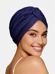 1pc Women's Ribbed Criss-Cross Elastic Hat, Retro Fashion Hat Headscarf, Suitable For Daily Use - Multicolor - View 16
