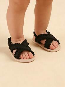 Dép xăng đan đế mềm kiểu retro cho bé gái sơ sinh/trẻ nhỏ, giày cho trẻ mới biết đi, giày dép cho trẻ mẫu giáo. - màu đen - Xem 13
