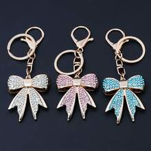 1pc Creative Y2K Crystal Fully Studded Keychain, Elegant Bow Keyring Pendant, Women's Party Jewelry Accessory Gift - Multicolor - View 3
