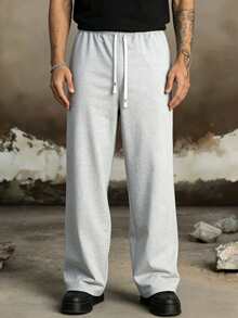 Men's Loose Fit Casual Sweatpants With Drawstring, Solid Color Design, Long Length, Versatile For Daily Wear, Jogging And Other Occasions, Suitable For Spring And Autumn Seasons - Multicolor - View 5