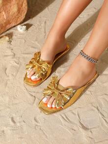 2026 Nuevas sandalias planas de moda casual para mujer, para el verano - Dorado - Ver 1