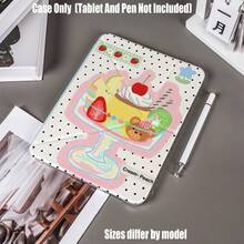 Y型折叠高透明亚克力平板电脑保护套，带笔槽。奶油蜜桃甜点杯设计。平板电脑保护套特点：Y型三折支架设计，智能休眠/唤醒，全方位保护，亲肤边框材质，气垫防摔边框，多角度支架，透明亚克力背板，内置笔槽，精准开孔，轻巧便携。 - 彩色 - 查看 1