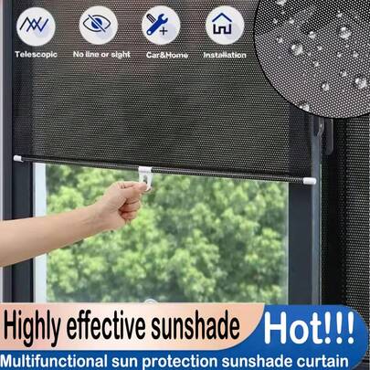 New Universal Drill-Free Louvered Sunshade Blinds, Suitable For Home And Car, UV-Proof Sunshade Panels, Rear Window/Side Window Sunshade Heat Insulation Film, Privacy-Protecting Windshield Film, Summer Car Accessories