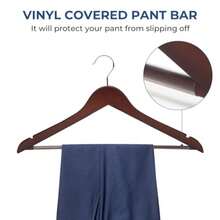 Wooden Coat Hangers 20 Pack High Grade 17.5 Inch Wood Suit Hangers with Non Slip Pant Bar - Extra Smooth and Splinter Free Walnut Finish - Acabado nogal - Ver 6