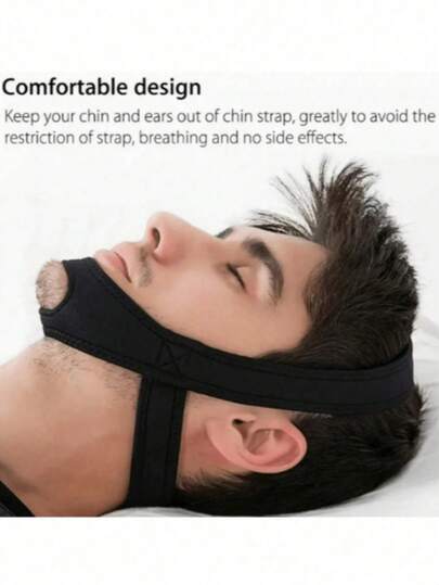 جهاز شريط الذقن المضاد للشخير باللونين الأسود والأزرق، دعم محاذاة الفك، مصنوع من مواد ناعمة مناسبة لمن ينامون على الجنب أو الظهر - إغاثة الشخير، تحسين جودة النوم، تصميم إرجونومي