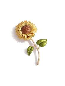 Sunflower Brooch, Elegant Rhinestone Lapel Pin Accessory - Multicolor - View 8